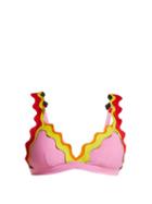 Matchesfashion.com Rye - Giggles Scallop Edged Triangle Bikini Top - Womens - Pink Multi