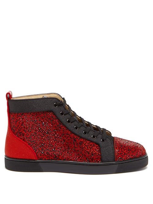 Matchesfashion.com Christian Louboutin - Louis Orlato High-top Crystal Leather Trainers - Mens - Black Red
