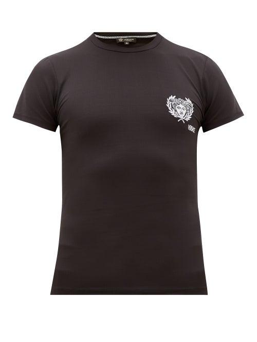 Matchesfashion.com Versace - Embroidered-logo Technical T-shirt - Mens - Black