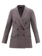 Ladies Rtw Officine Gnrale - Manon Double-breasted Houndstooth Wool Blazer - Womens - Brown Navy