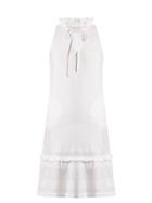 Matchesfashion.com Cecilie Copenhagen - Tie Neck Scarf Jacquard Cotton Dress - Womens - White