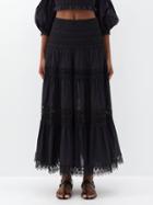 Charo Ruiz - Silke Guipure-lace Cotton-blend Skirt - Womens - Black