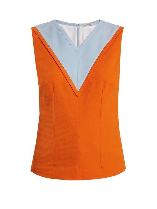 Matchesfashion.com Emilia Wickstead - Iggy Contrast Panel Crepe Top - Womens - Orange