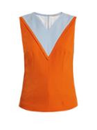 Matchesfashion.com Emilia Wickstead - Iggy Contrast Panel Crepe Top - Womens - Orange