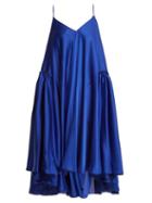 Matchesfashion.com Maison Rabih Kayrouz - Gathered Panel Charmeuse Dress - Womens - Blue