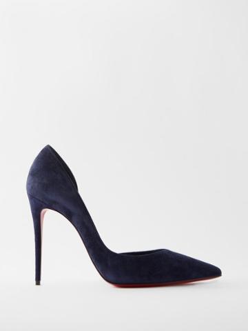 Christian Louboutin - Iriza 100 Suede D'orsay Pumps - Womens - Navy