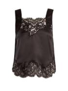Matchesfashion.com Givenchy - Lace Trimmed Silk Satin Cami Top - Womens - Black