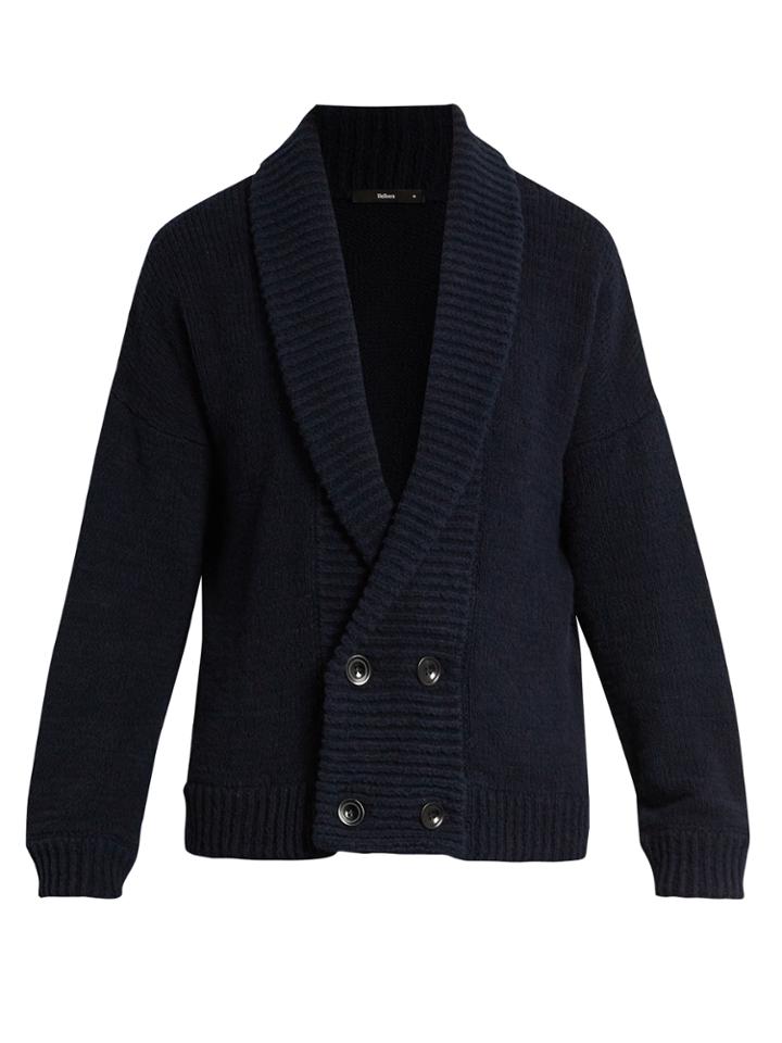 Helbers Shawl-collar Cotton And Cashmere-blend Cardigan