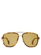 Matchesfashion.com Gucci - Web Striped Aviator Frame Acetate Sunglasses - Mens - Tortoiseshell