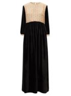 Muzungu Sisters - Touba Silk-blend Velvet Dress - Womens - Black Brown Multi
