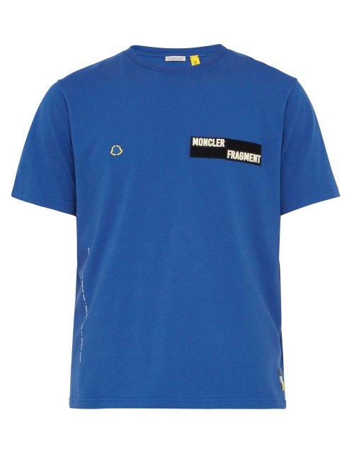 Matchesfashion.com 7 Moncler Fragment - Velcro Patch Cotton T Shirt - Mens - Blue