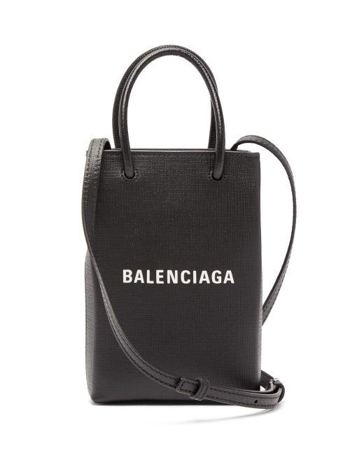 Matchesfashion.com Balenciaga - Logo Print Mini Leather Cross Body Bag - Mens - Black