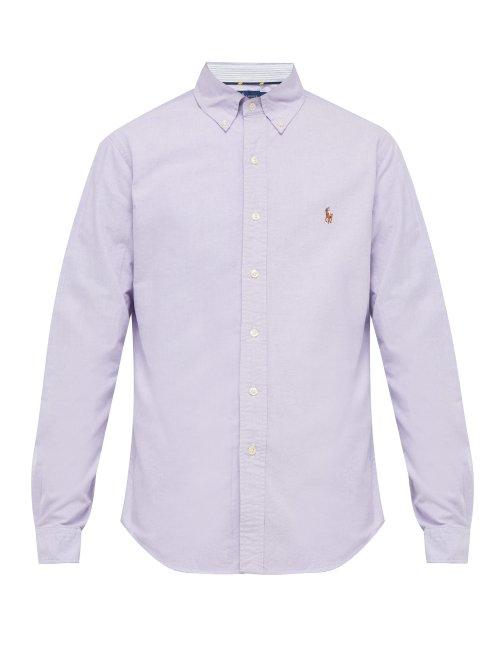 Matchesfashion.com Polo Ralph Lauren - Logo Embroidered Button Down Cotton Oxford Shirt - Mens - Purple