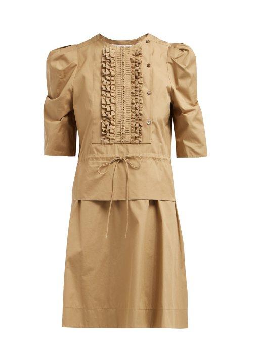 Matchesfashion.com See By Chlo - Ruffled Bib Cotton Dress - Womens - Khaki