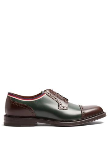 Matchesfashion.com Gucci - Beyond Leather Derby Shoes - Mens - Green Multi