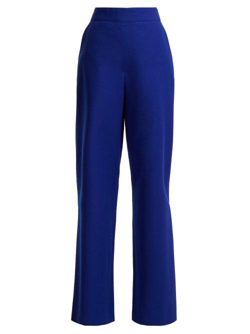 Matchesfashion.com Marni - Wide Leg Wool Trousers - Womens - Blue