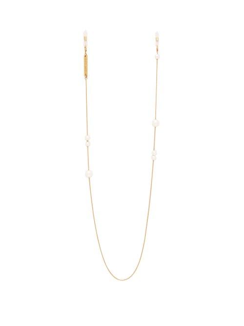 Matchesfashion.com Frame Chain - Drop Pearl Embellished Gold Plated Glasses Chain - Womens - Gold Multi