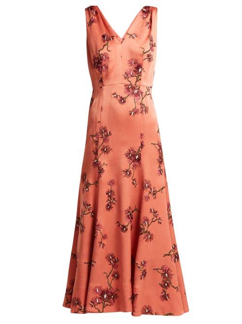 Matchesfashion.com Erdem - Honora Satin Dress - Womens - Pink Multi