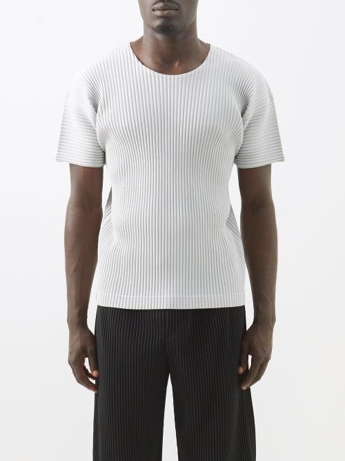 Homme Pliss Issey Miyake - Technical-pleated T-shirt - Mens - Light Grey