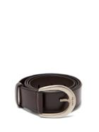 Matchesfashion.com Prada - Engraved Buckle Leather Belt - Mens - Brown