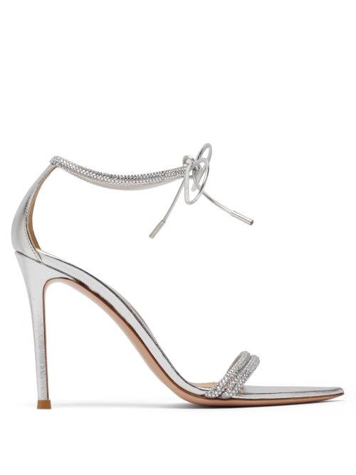 Matchesfashion.com Gianvito Rossi - Montecarlo 105 Crystal-embellished Leather Sandals - Womens - Silver