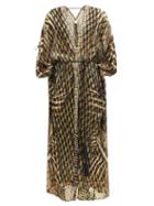 Camilla - Quechua King Drawstring Silk-blend Cover Up - Womens - Brown Black