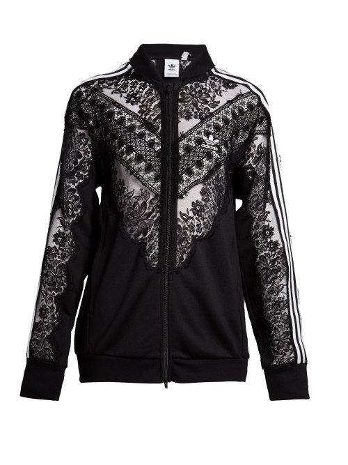 Matchesfashion.com Stella Mccartney - Lace Insert Stripe Trimmed Track Top - Womens - Black