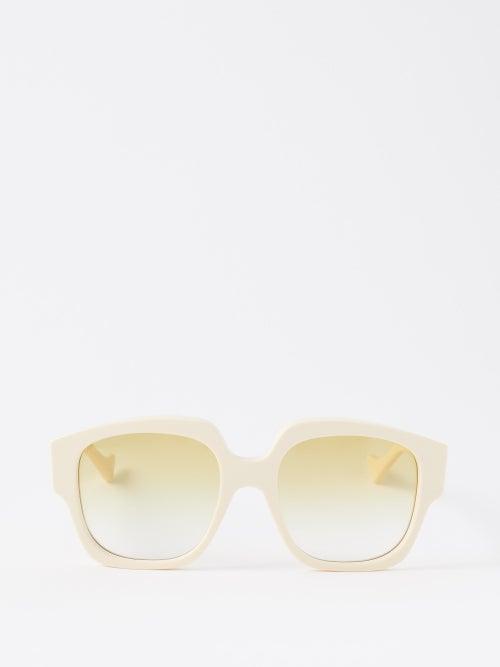 Gucci Eyewear - Oversized Square-frame Acetate Sunglasses - Womens - White Yellow
