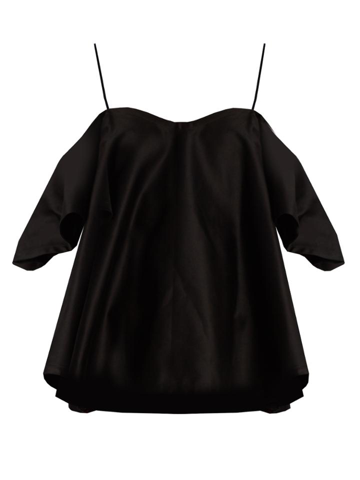 Anna October Cold-shoulder Ruffled Stretch-cotton Top