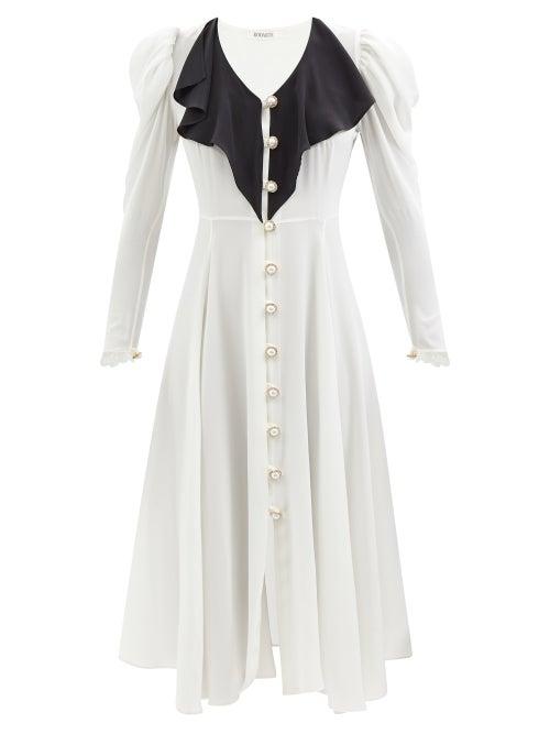 Rodarte - Ruffled Silk Crepe De Chine Midi Dress - Womens - White