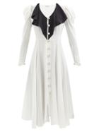 Rodarte - Ruffled Silk Crepe De Chine Midi Dress - Womens - White