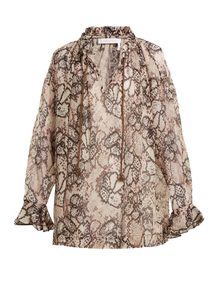 See By Chloé Snake-print Chiffon Blouse