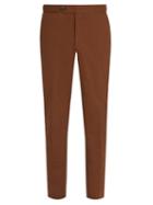Matchesfashion.com Ermenegildo Zegna - Tailored Cotton Blend Trousers - Mens - Brown