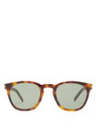 Matchesfashion.com Saint Laurent - Logo Engraved Square Acetate Sunglasses - Mens - Tortoiseshell