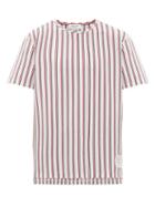 Matchesfashion.com Thom Browne - Tricolour Stripe Cotton T Shirt - Mens - White Multi