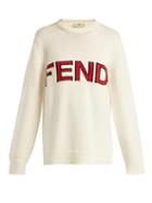 Matchesfashion.com Fendi - Logo Knitted Wool Sweater - Womens - White