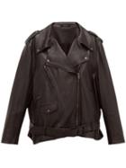 Matchesfashion.com Maison Margiela - Oversized Belted Leather Biker Jacket - Womens - Black