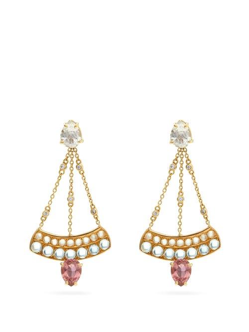 Matchesfashion.com Dubini - Sophia 18kt Gold Chain Chandelier Earrings - Womens - Multi