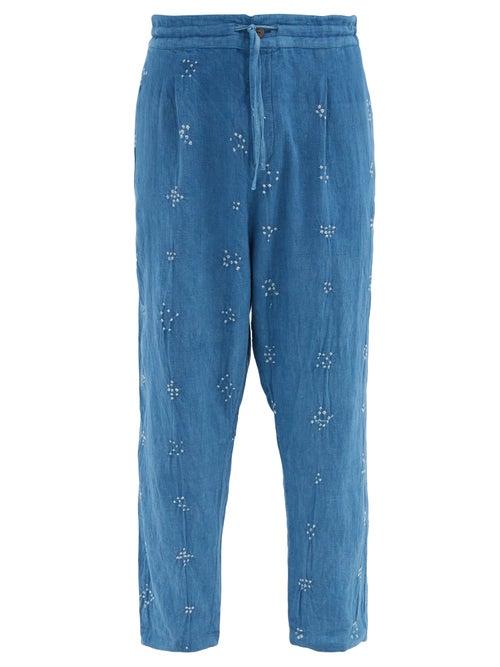 Matchesfashion.com 11.11 / Eleven Eleven - Wide-leg Bandhani-cotton Trousers - Mens - Light Blue