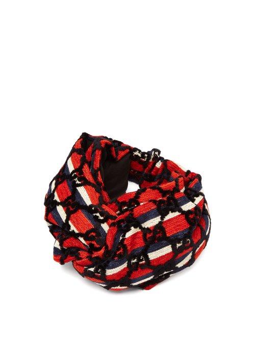 Matchesfashion.com Gucci - Gg Print Velvet Headband - Womens - Blue