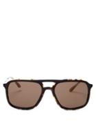 Matchesfashion.com Prada Eyewear - Aviator Tortoiseshell Trim Acetate Sunglasses - Mens - Black