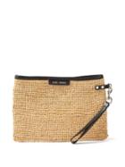 Isabel Marant - Bora Leather-trimmed Woven Raffia Pouch - Womens - Black Multi