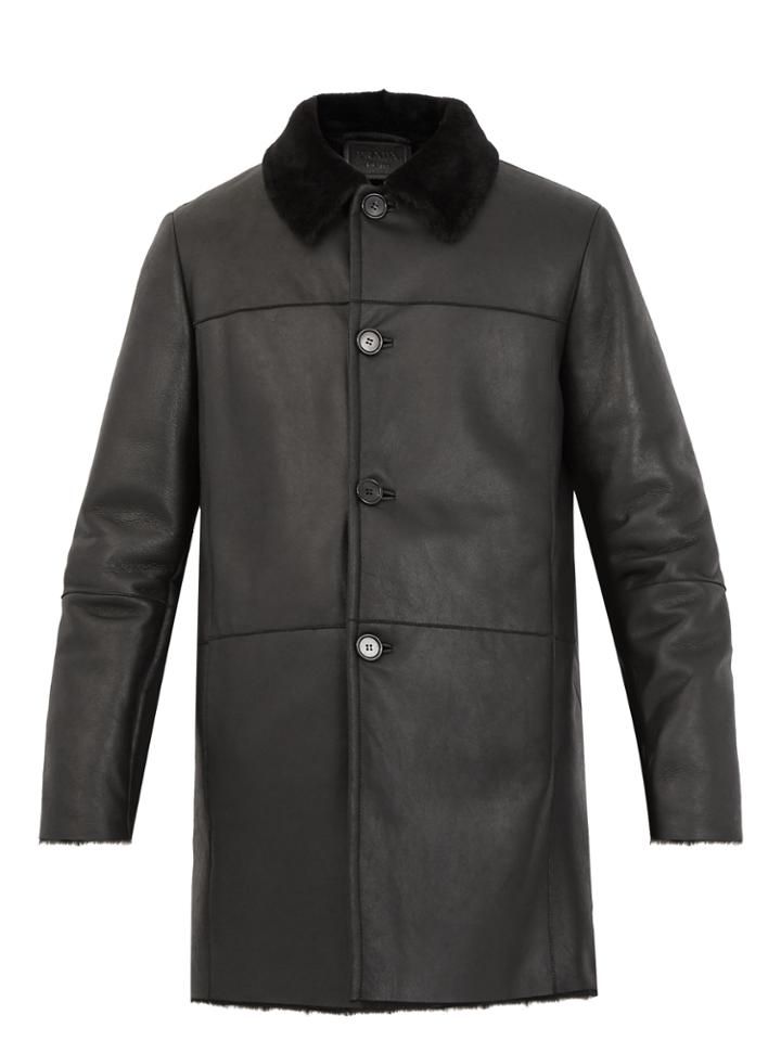 Prada Single-breasted Shearling Coat
