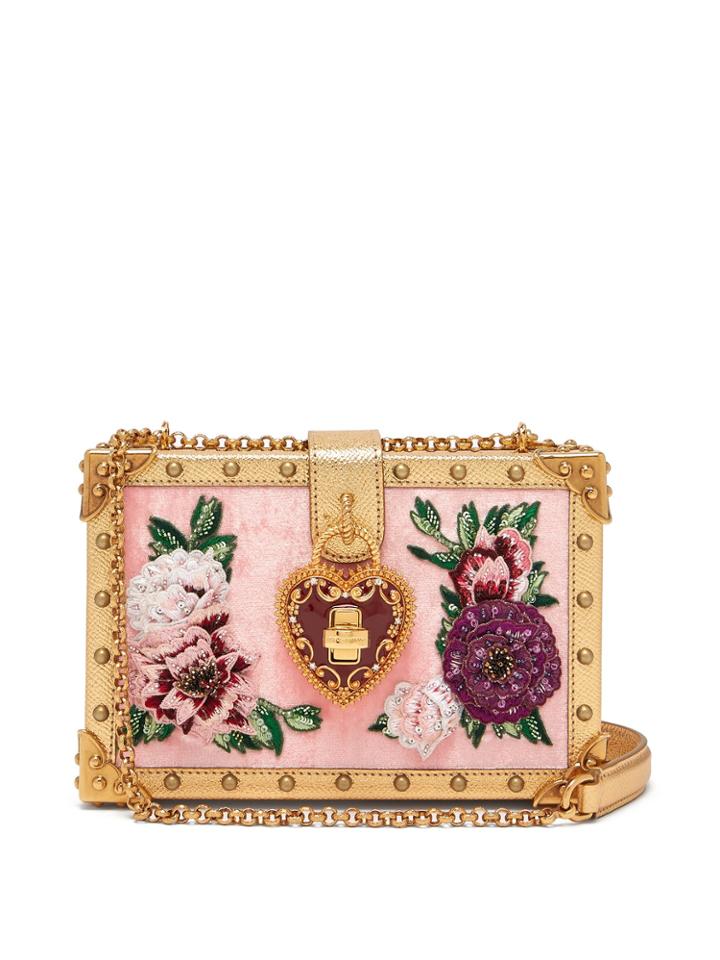 Dolce & Gabbana Dolce Floral-embroidered Velvet Box Bag