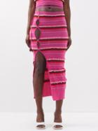 Jacquemus - Concha Asymmetric Striped Jersey Skirt - Womens - Pink Multi