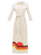 Matchesfashion.com Franoise - Sunset Appliqu Belted Cady Dress - Womens - Ivory Multi