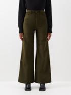 Officine Gnrale - Romy Velvet Wide-leg Trousers - Womens - Dark Olive