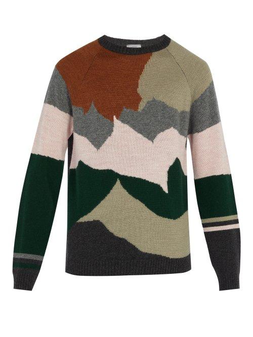Matchesfashion.com Lanvin - Intarsia Knit Wool And Cashmere Blend Sweater - Mens - Multi