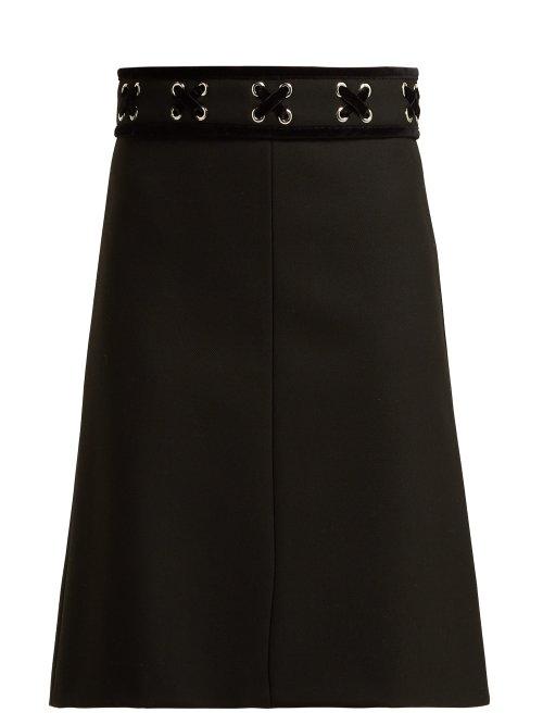 Matchesfashion.com Redvalentino - Laced Velvet Twill Skirt - Womens - Black