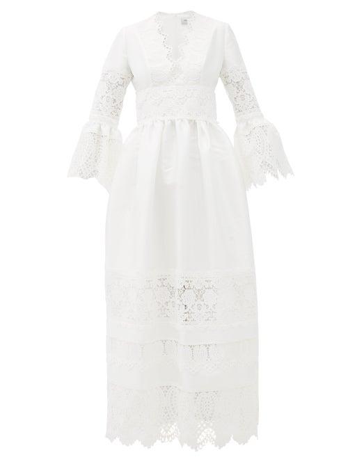 Matchesfashion.com Erdem - Irmina Embroidered Mikado-satin Gown - Womens - Ivory